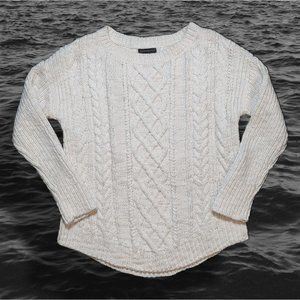 Banana Republic Wool Blend Cream Sweater Heavy Chunky Cable Knit Ladies sz XL